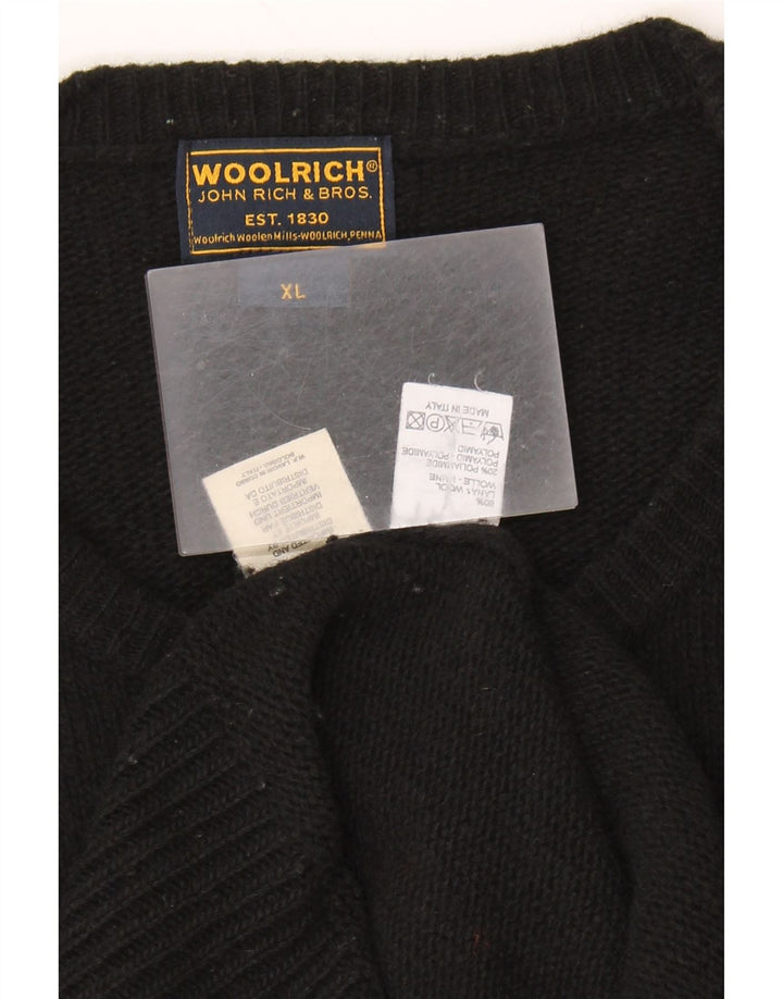 Woolrich Pull graphique à col rond pour homme XL en laine noire