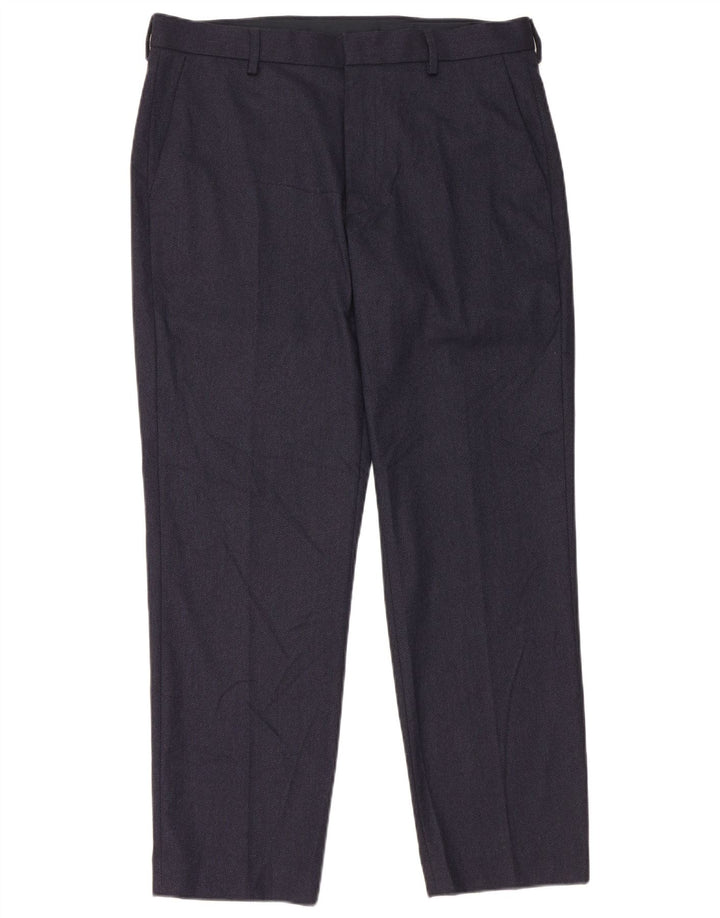 Marks & Spencer Pantalon de Costume Droit Homme W34 L29 Bleu Marine Polyester