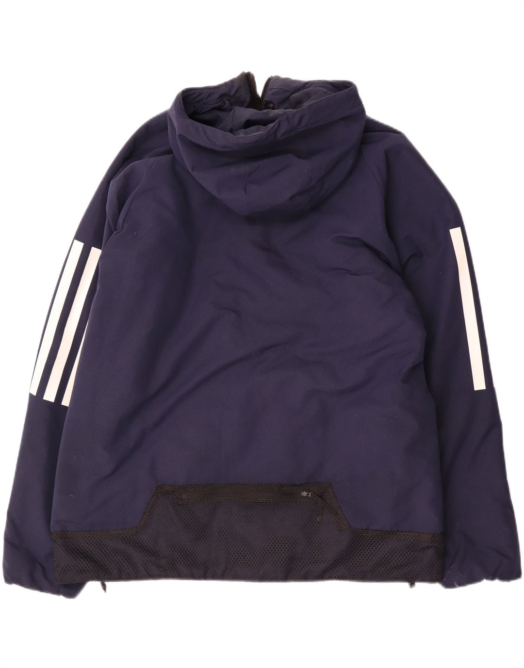 Adidas Veste coupe-vent à capuche pour homme UK 40 Large Bleu marine Polyester