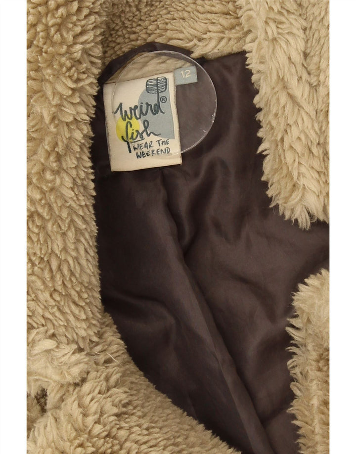 Weird Fish Veste Sherpa Teddy Bear pour Femme UK 12 Beige Moyen Polyester