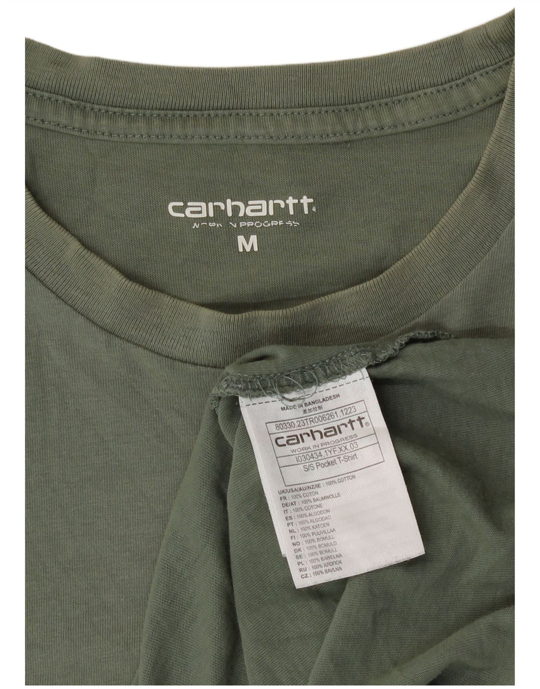 Carhartt T-Shirt Homme Vert Moyen Coton