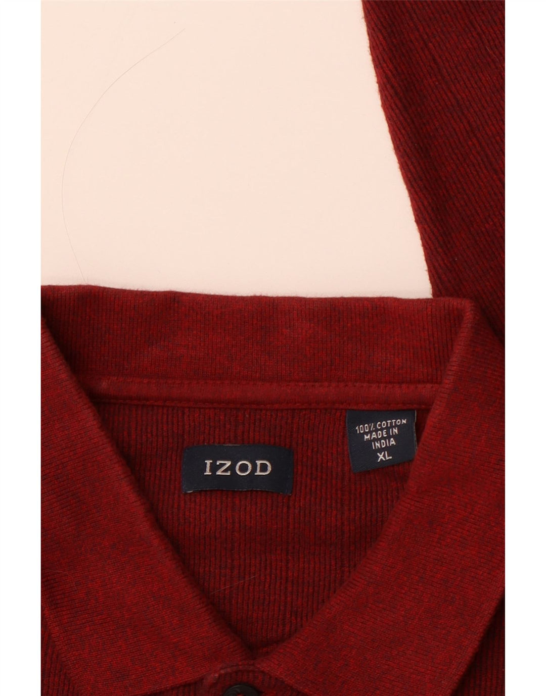 IZOD Polo Homme Manches Longues XL Rouge Moucheté Coton