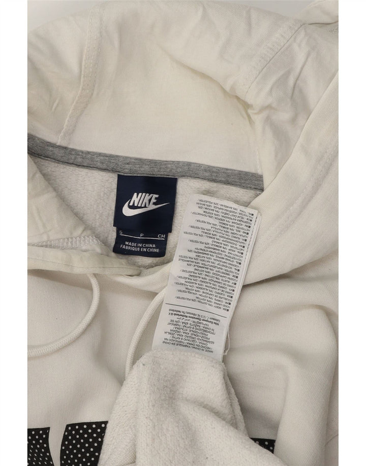 NIKE Mens Graphic Hoodie Jumper Small White Cotton