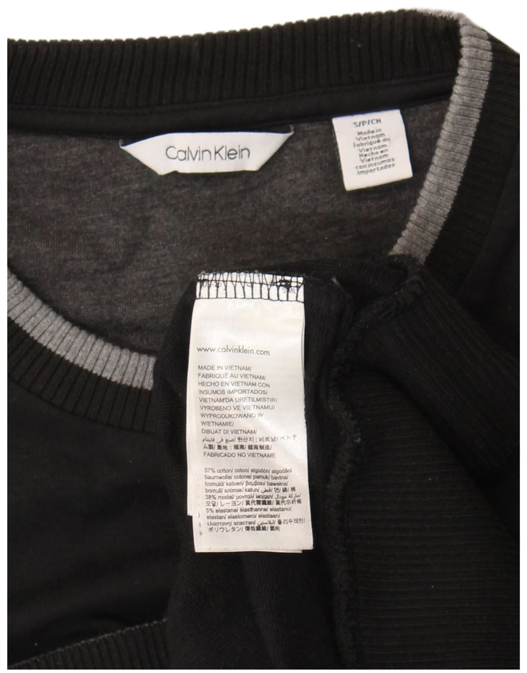 Calvin Klein Pull à col rond pour homme Petit coton noir