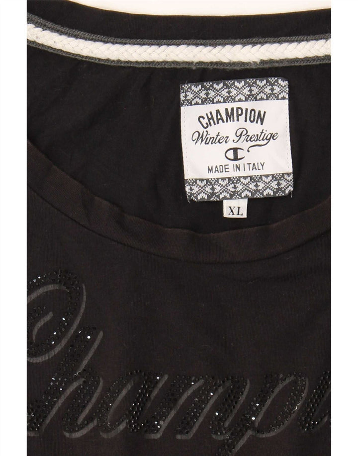 Champion Haut graphique à manches longues pour femme UK 18 XL Noir