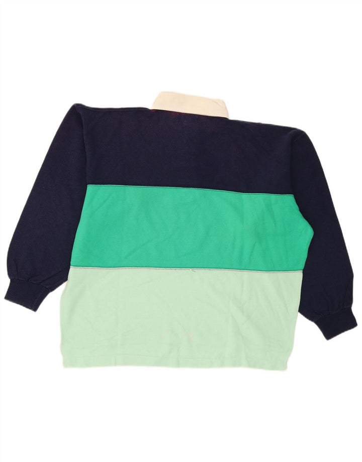 vintage Mens Polo Neck Sweatshirt Jumper Grand Colorblock multicolore