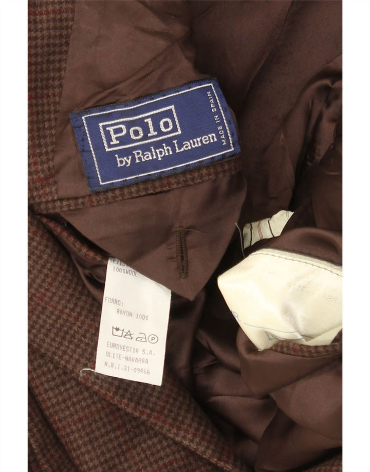 Polo Ralph Lauren Veste blazer à 2 boutons pour homme UK 42 Large pied-de-poule marron
