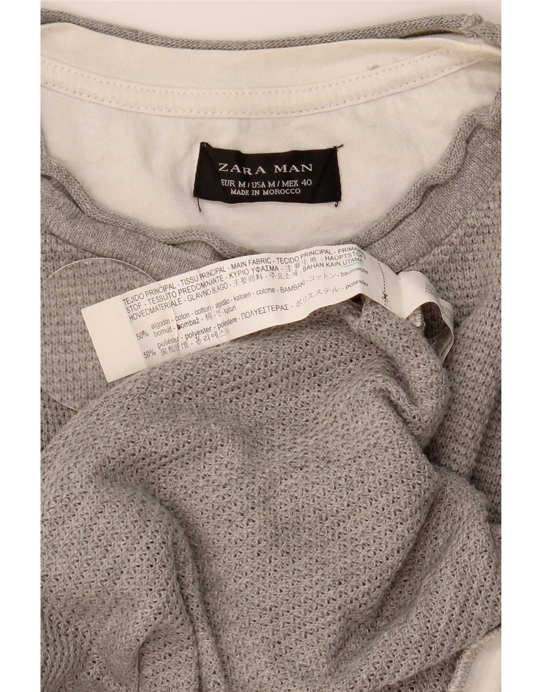 Zara Homme T-Shirt Top Gris Moyen Coton