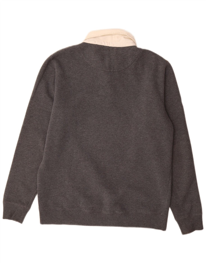 Superdry Sweat-shirt à col polo pour hommes, grand coton gris