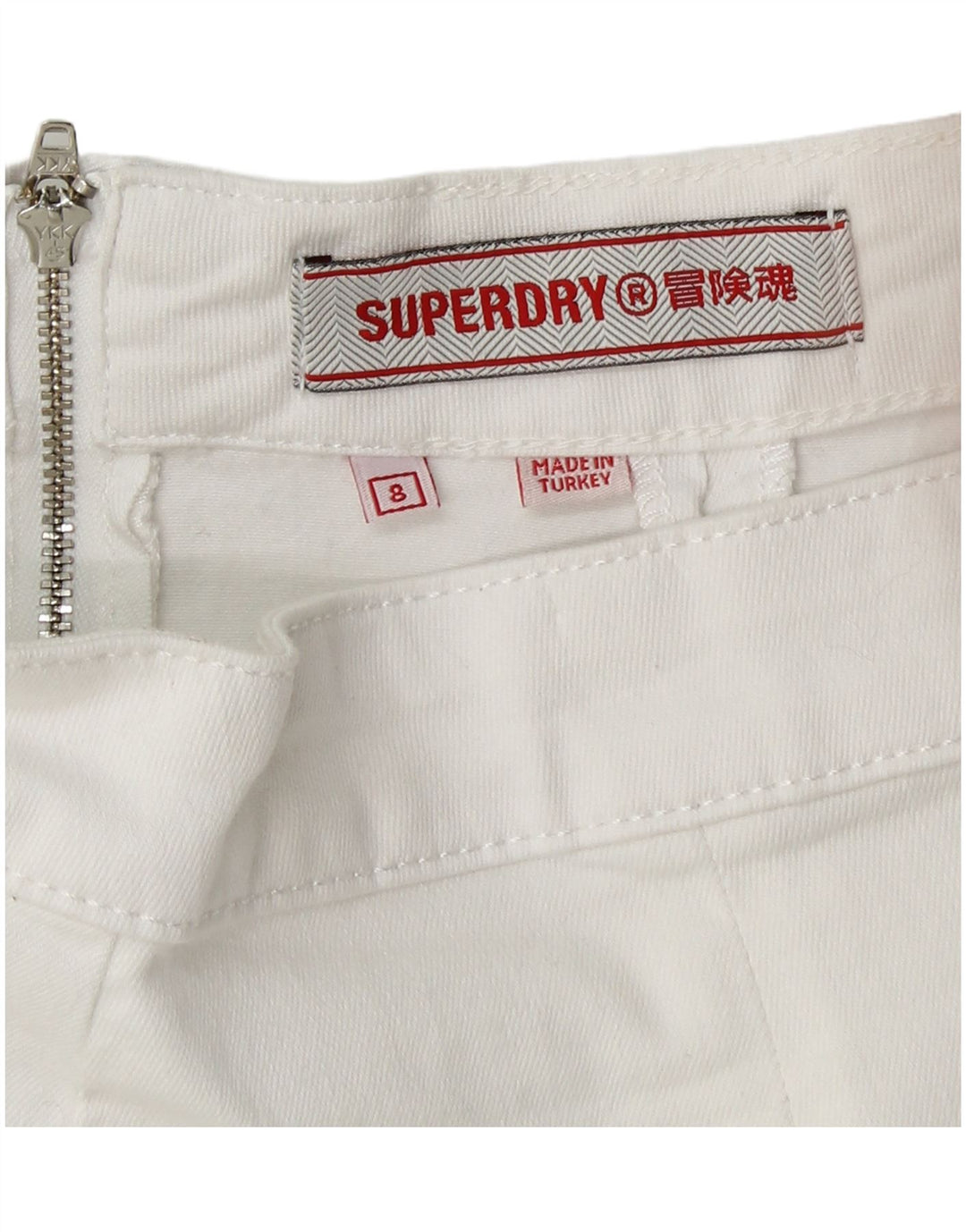 SUPERDRY Mini jupe femme UK 8 Small W26 coton blanc