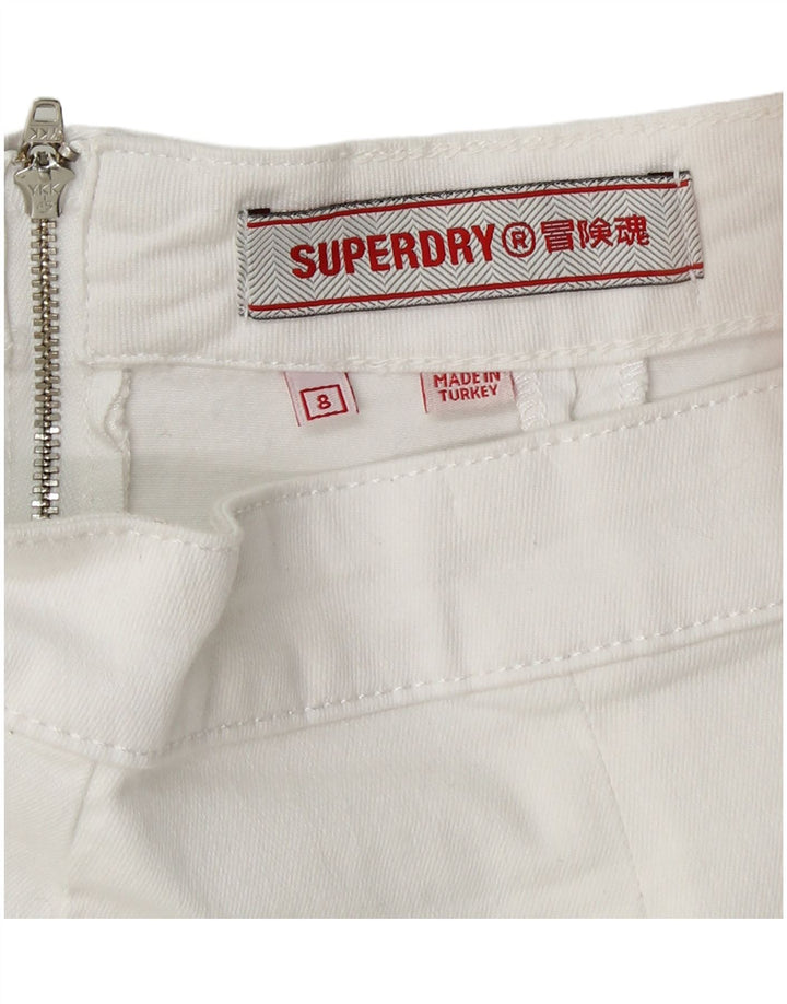 SUPERDRY Mini jupe femme UK 8 Small W26 coton blanc
