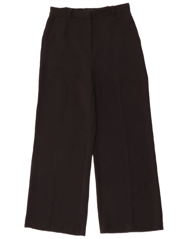 Zara Pantalon Chino Large Femme Moyen W28 L29 Noir Polyester