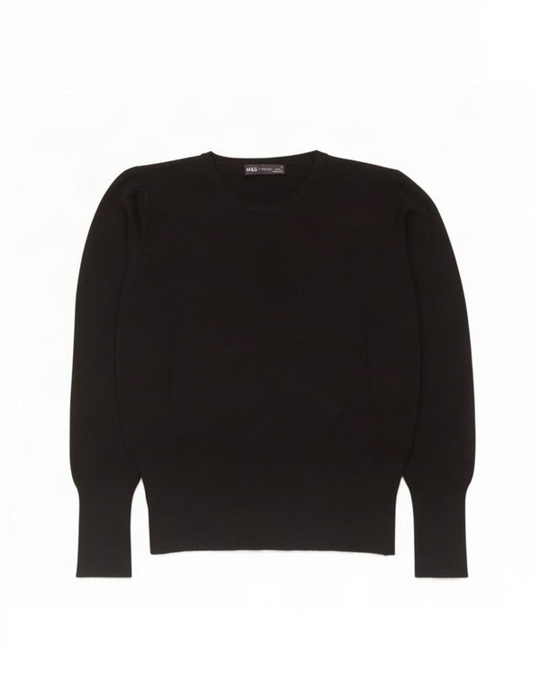 Zara Pull ras du cou pour femme UK 16 Large Noir Viscose