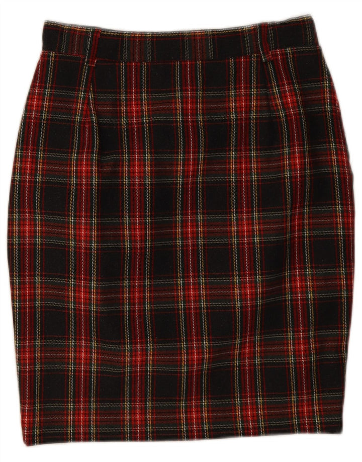 jupe crayon femme vintage IT 44 Moyen W28 Noir Plaid Polyester