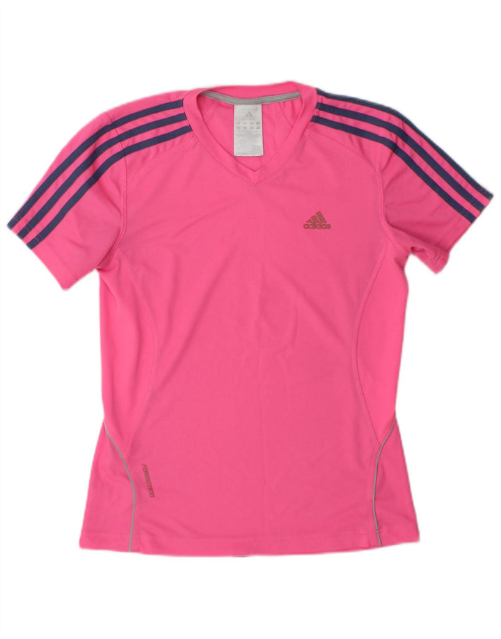 Adidas T-Shirt Femme Top UK 8 Petit Rose Polyester