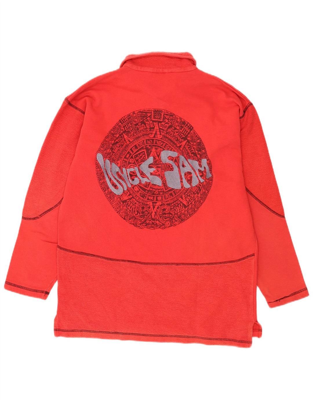 Oncle Sam Sweat-shirt à col polo pour homme en coton rouge Taille L