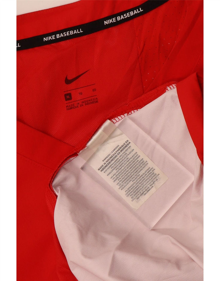 Nike Haut de baseball pour homme à manches 3/4 XL Rouge Polyester