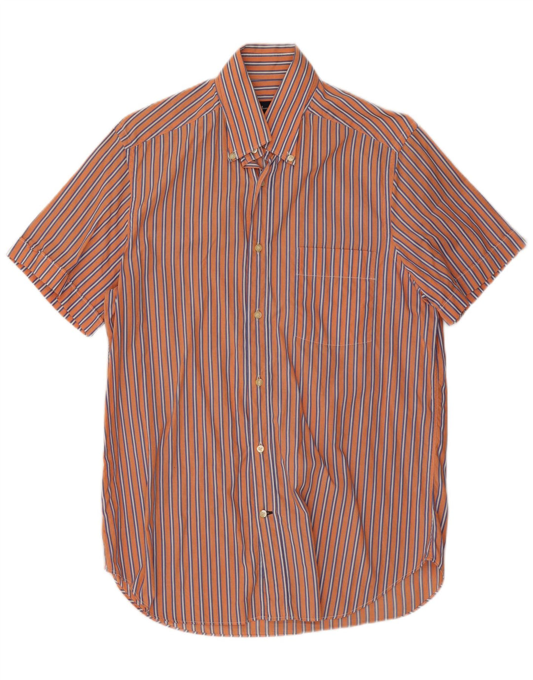 Massimo Dutti Chemise à manches courtes homme en coton rayé orange moyen