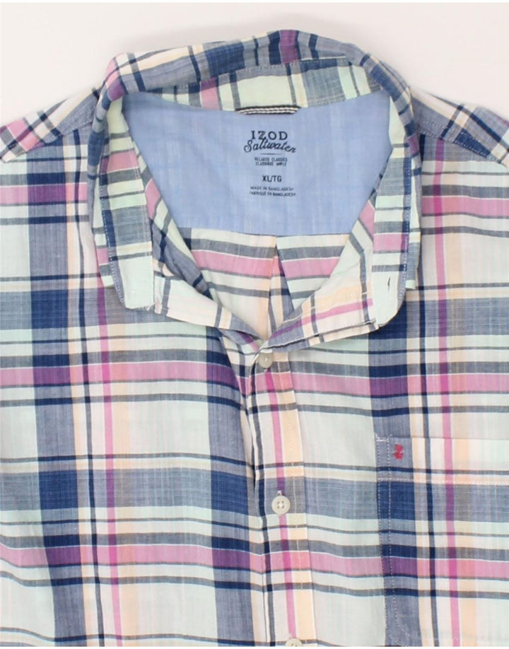 IZOD Mens Short Sleeve Shirt XL Blue Check Cotton Vintage Izod and Second-Hand Izod from Messina Hembry 