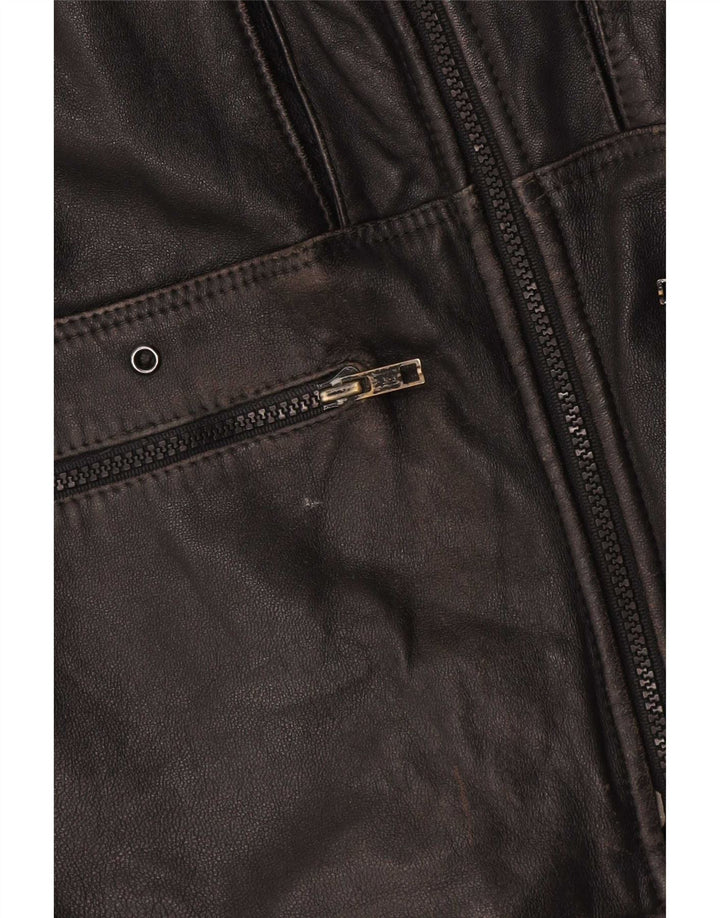 veste en cuir homme vintage IT 48 peau d’agneau noir moyen