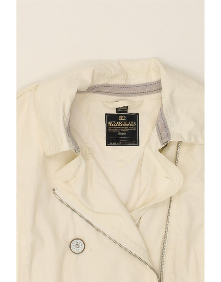 NAPAPIJRI Womens Double Breasted Coat UK 14 Large Off White Cotton Vintage Napapijri and Second-Hand Napapijri from Messina Hembry 