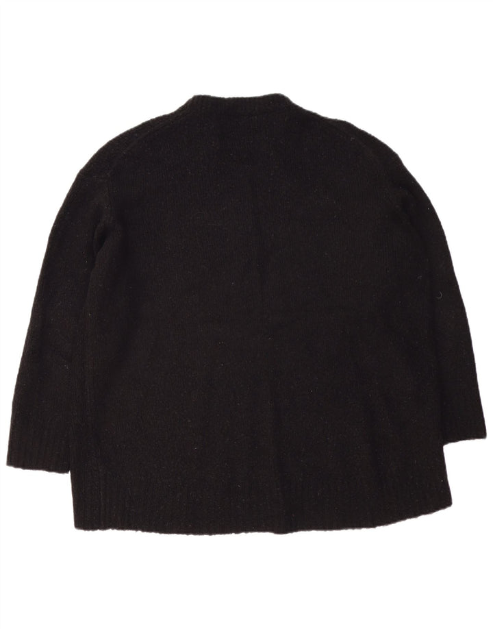 Zara Pull surdimensionné à col rond pour femme UK 14 Acrylique noir moyen