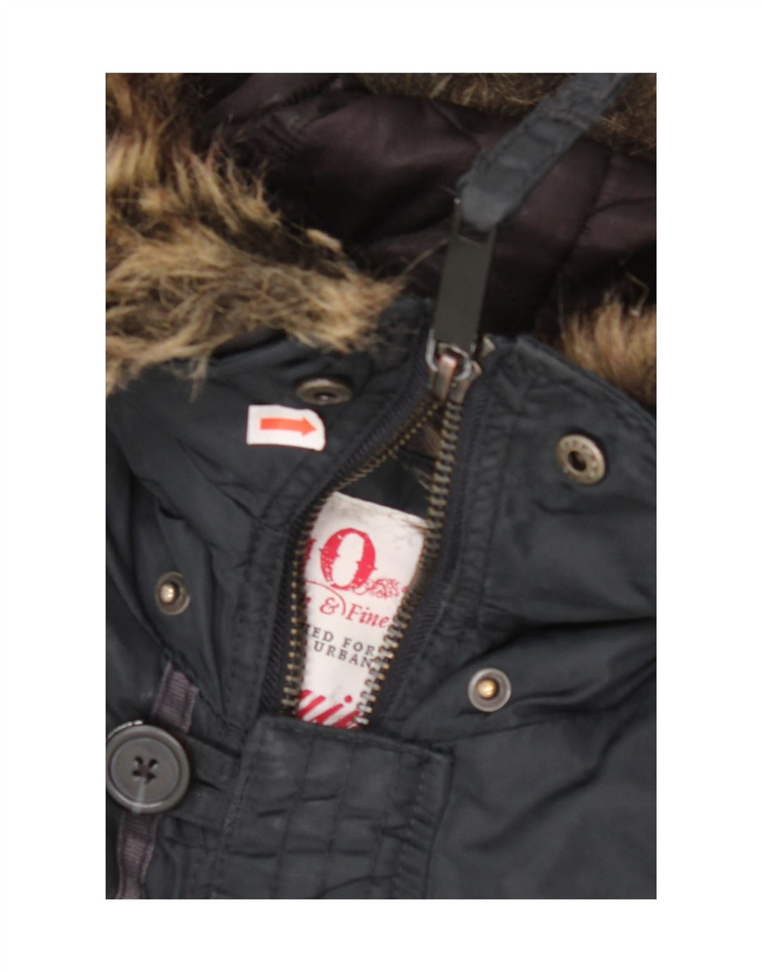 KHUJO Parka à capuche pour homme UK 38 en nylon bleu marine moyen