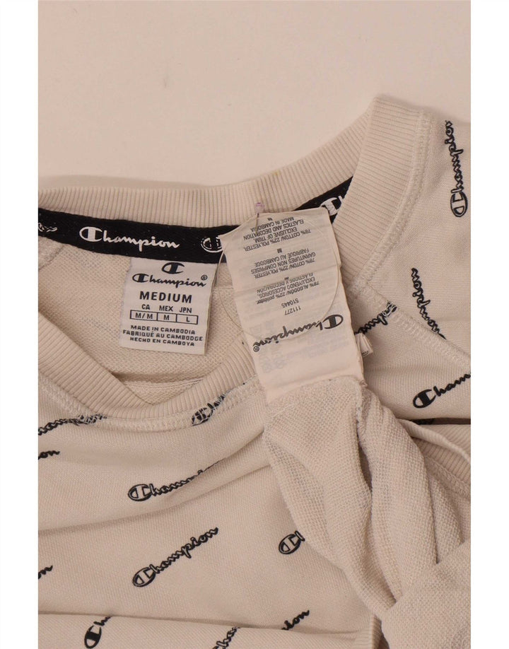Champion Sweat-shirt court graphique pour femme UK 14 en coton blanc moyen