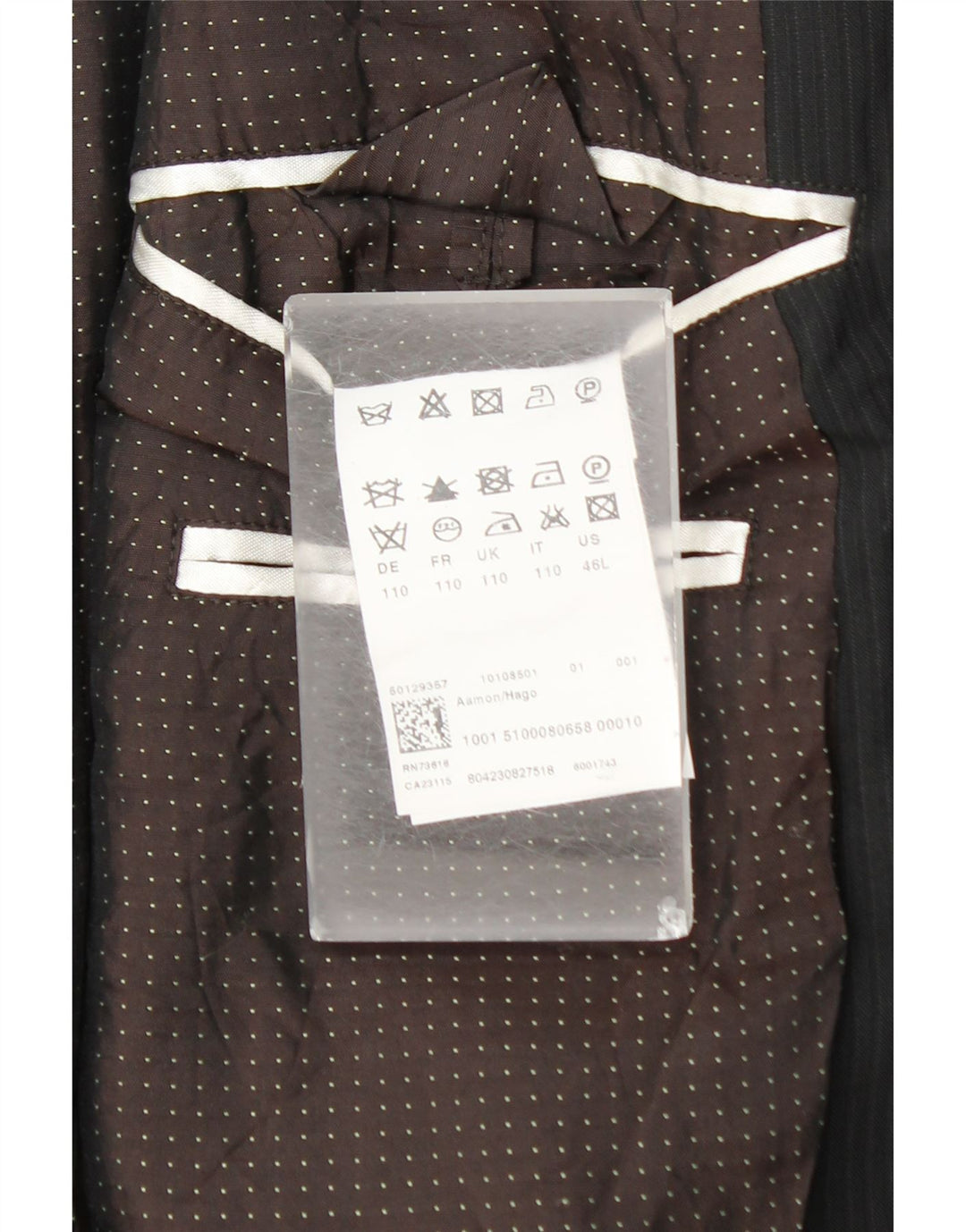 Hugo Boss Veste blazer à 2 boutons pour homme UK 44 2XL Laine à fines rayures noires