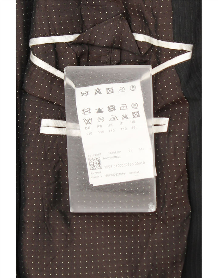 Hugo Boss Veste blazer à 2 boutons pour homme UK 44 2XL Laine à fines rayures noires