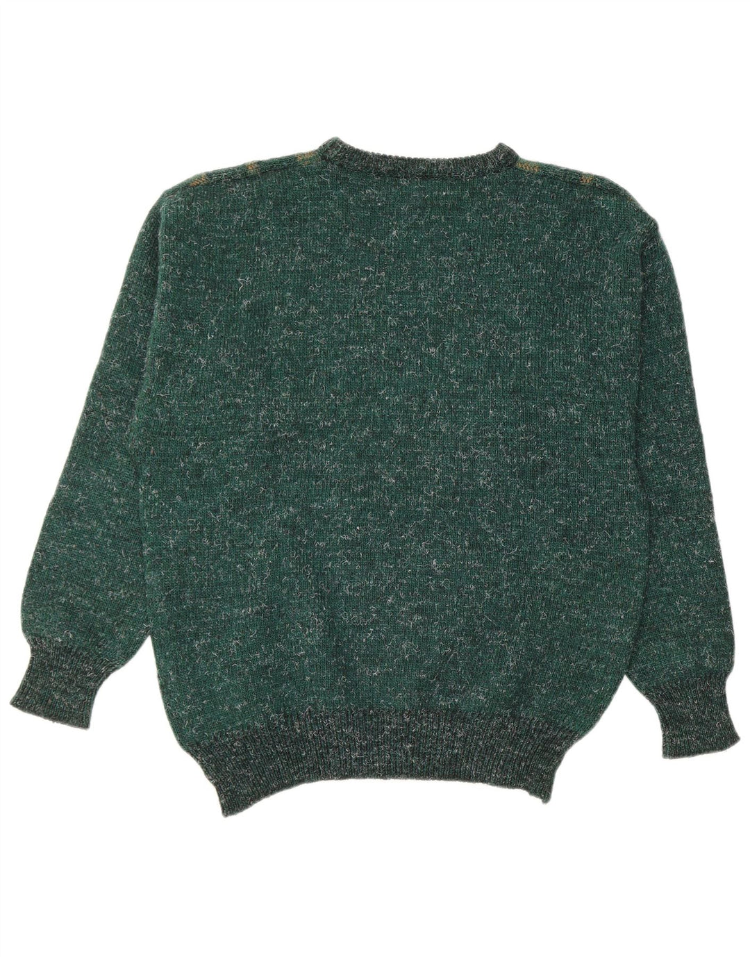 vintage Mens Crew Neck Jumper Pull IT 50 Moyen Vert Rayé