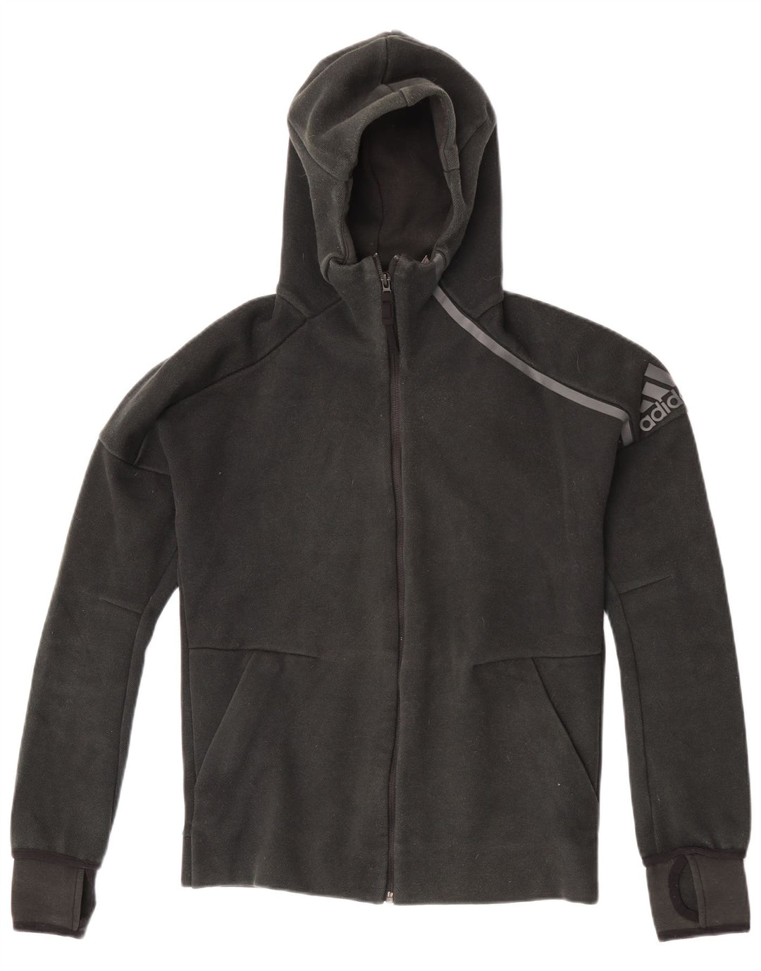 Adidas Pull à capuche zippé graphique pour homme Petit polyester noir