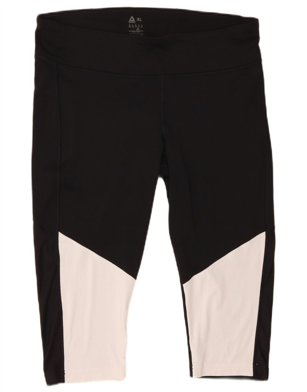 REEBOK Leggings Capri Femme UK 20/22 XL Noir Colorblock Polyester