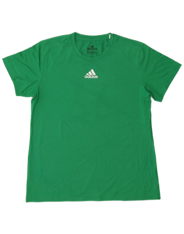 ADIDAS Climalite T-Shirt Top UK 16 Large Vert Polyester