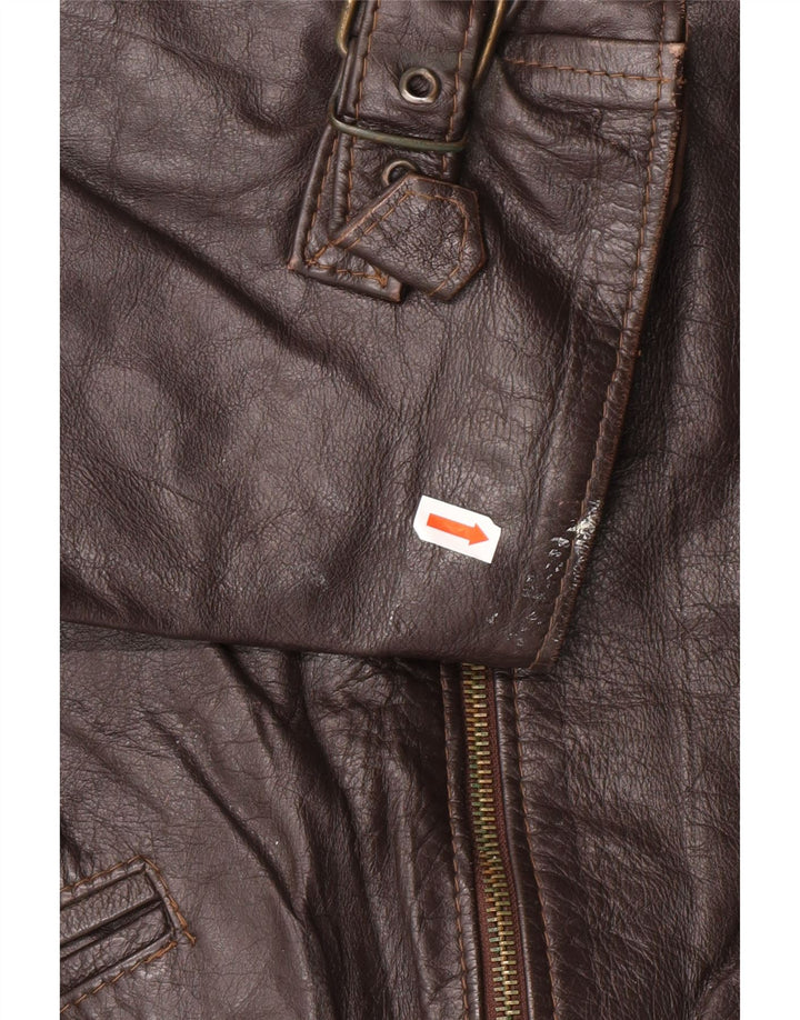 VINTAGE Veste en cuir homme UK 42 XL Cuir marron
