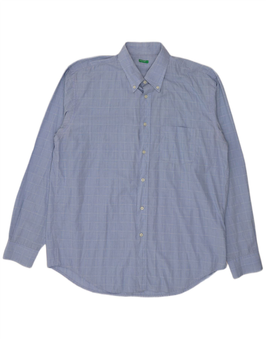 Benetton Chemise Homme Grand Carreau Bleu