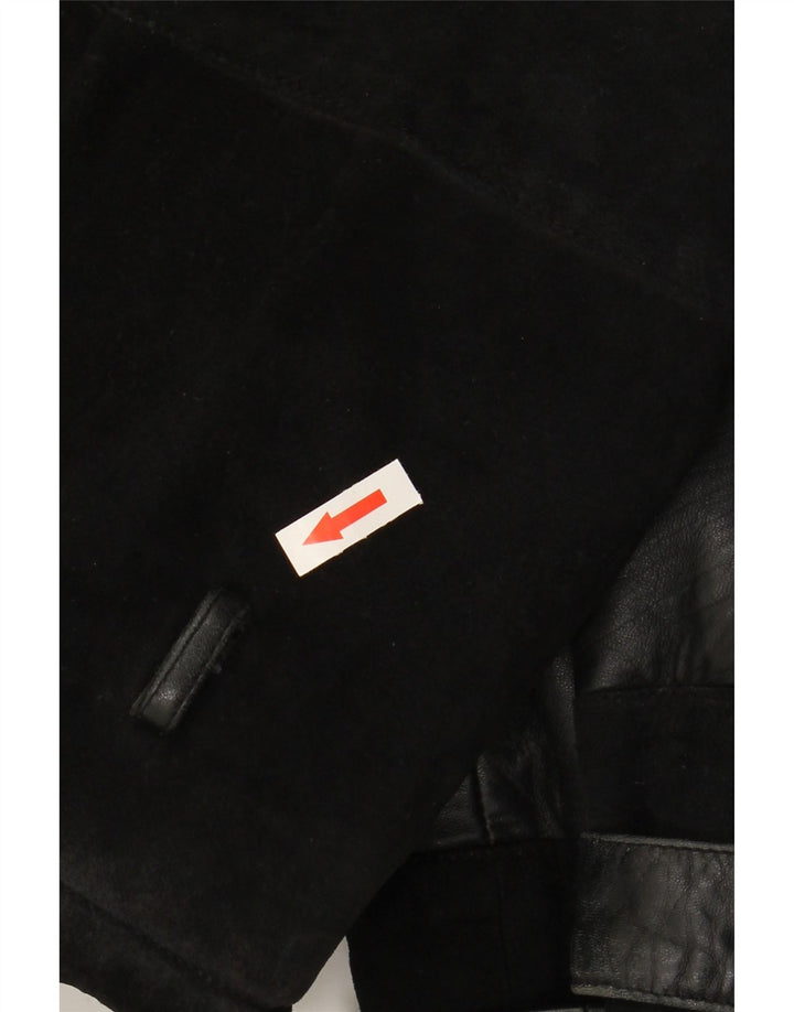 VINTAGE Veste en Daim Femme IT 48 XL Noir