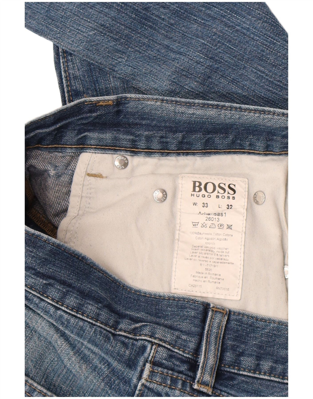 Hugo Boss Jean droit W33 L32 en coton bleu pour homme
