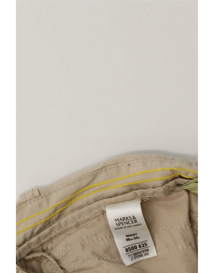Marks & Spencer Bermuda cargo pour homme W34 Grand coton beige
