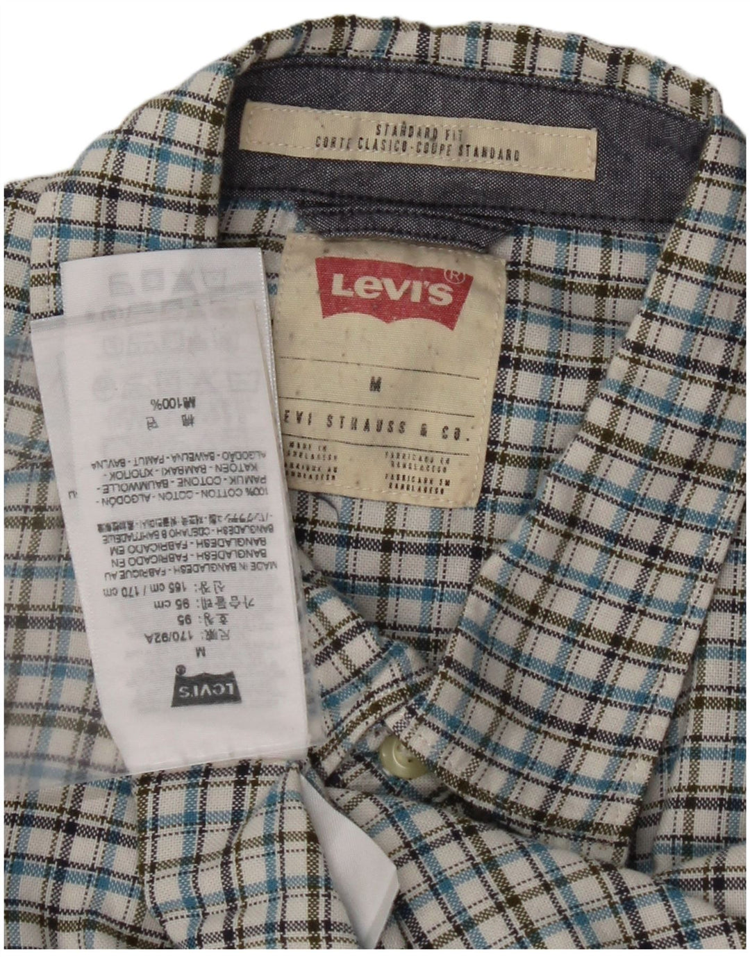 LEVI'S Chemise Coupe Standard Homme Bleu Moyen à Carreaux en Coton