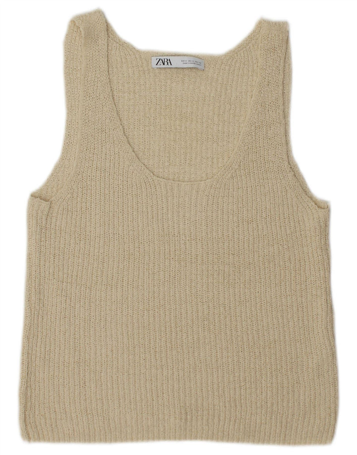 Zara Femme Débardeur UK 12 Acrylique Beige Moyen