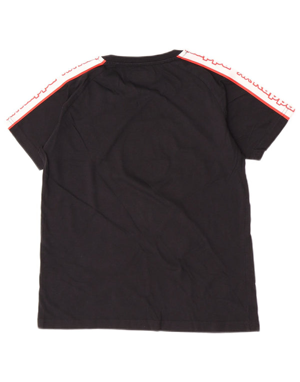 Kappa Womens Graphic T-Shirt Top UK 14 Large Noir Colorblock Coton