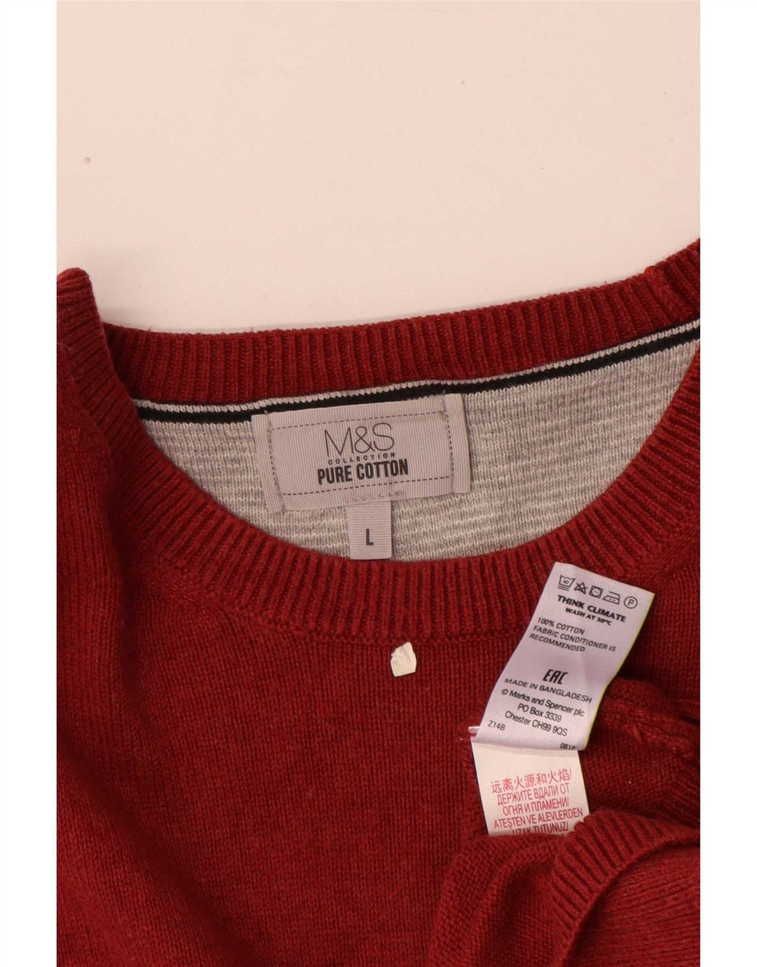 Marks & Spencer Pull col bateau pour homme en coton rouge Taille L