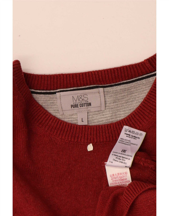 Marks & Spencer Pull col bateau pour homme en coton rouge Taille L