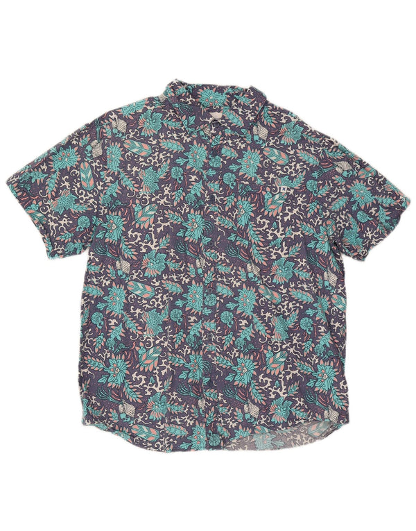 Hurley Chemise à manches courtes pour homme en coton floral bleu grand
