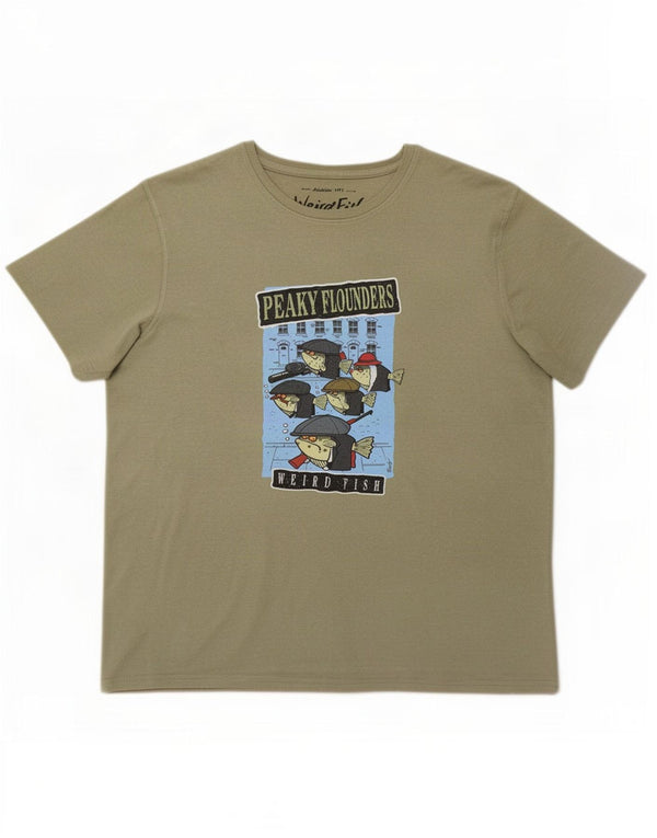 Weird Fish Mens Graphic T-Shirt Top XL Khaki Cotton
