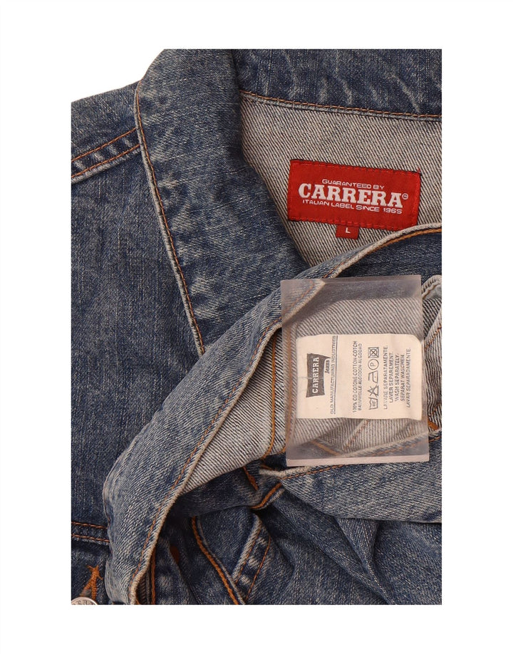 CARRERA Mens Denim Jacket UK 40 Large Blue Cotton