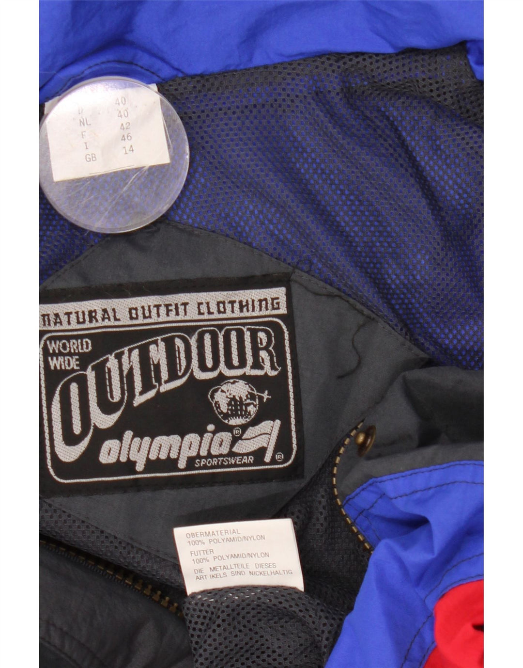 Olympia Veste bomber surdimensionnée à capuche pour femme UK 14 Large Bleu Colorblock