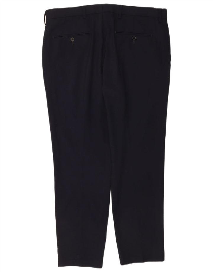 Marks & Spencer Pantalon Chino Droit Homme W36 L29 Bleu Marine Laine