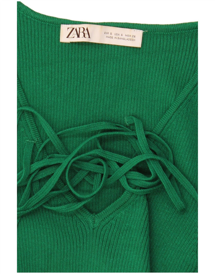 Zara Haut court à manches longues pour femme UK 8 Small Vert